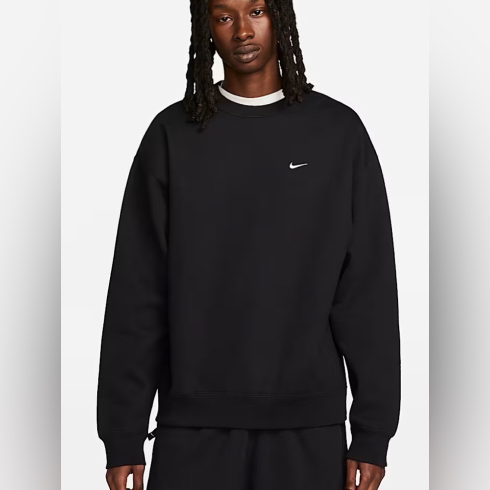 NEW Nike Mens XS Solo Swoosh Fleece Pullover Crewneck - Black (DX1361-010)